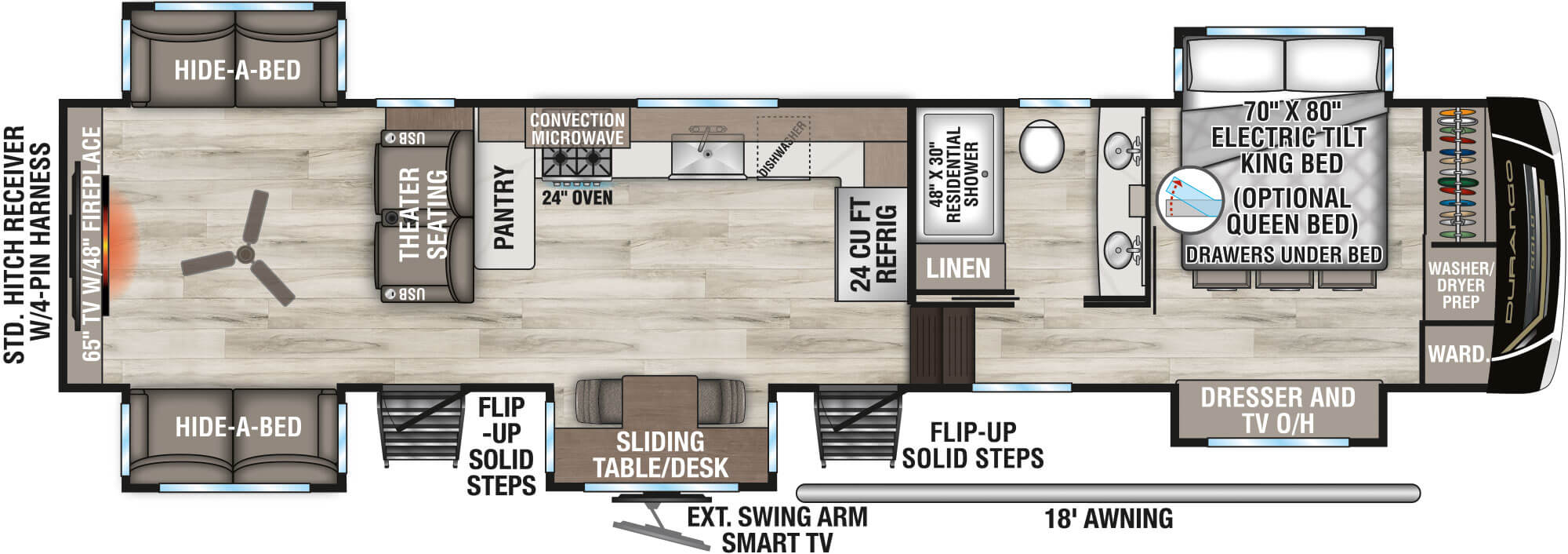 2027 KZ RV Durango Gold G393MKF Fifth Wheel Floorplan