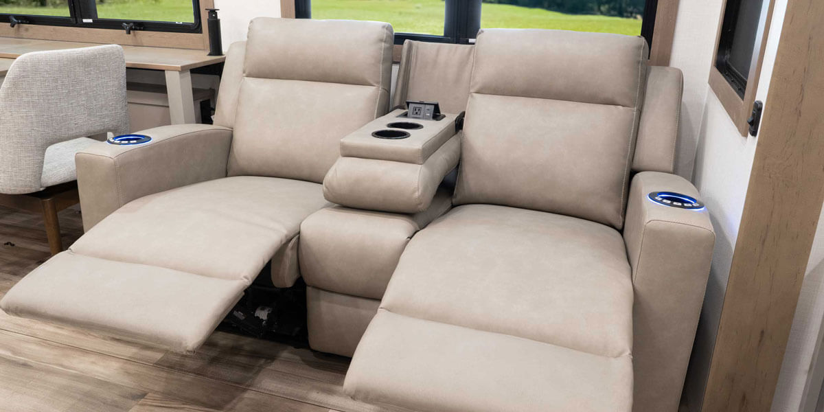 2027 KZ RV Durango Gold G384MSQ Fifth Wheel Theater Seating Reclined