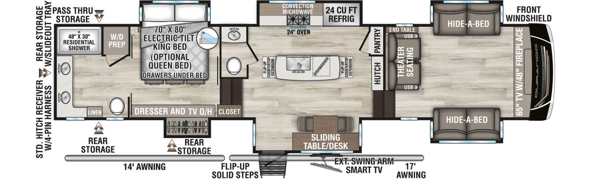 2027 KZ RV Durango Gold G388FLS Fifth Wheel Floorplan