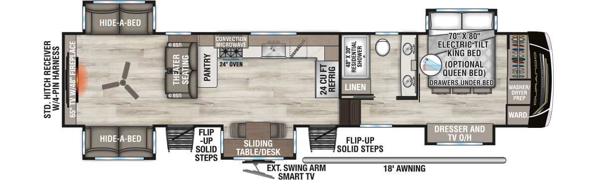 2027 KZ RV Durango Gold G393MKF Fifth Wheel Floorplan