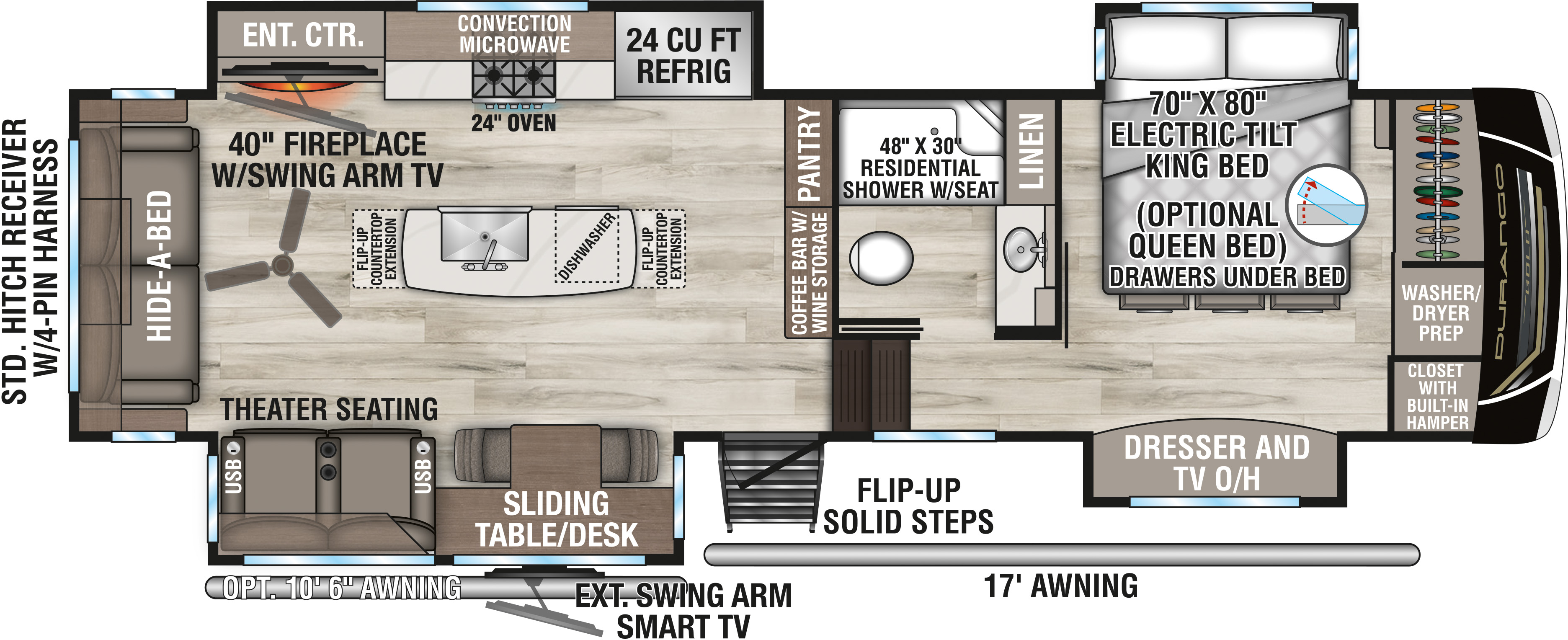 2027 KZ RV Durango Gold G310RLQ Fifth Wheel Floorplan