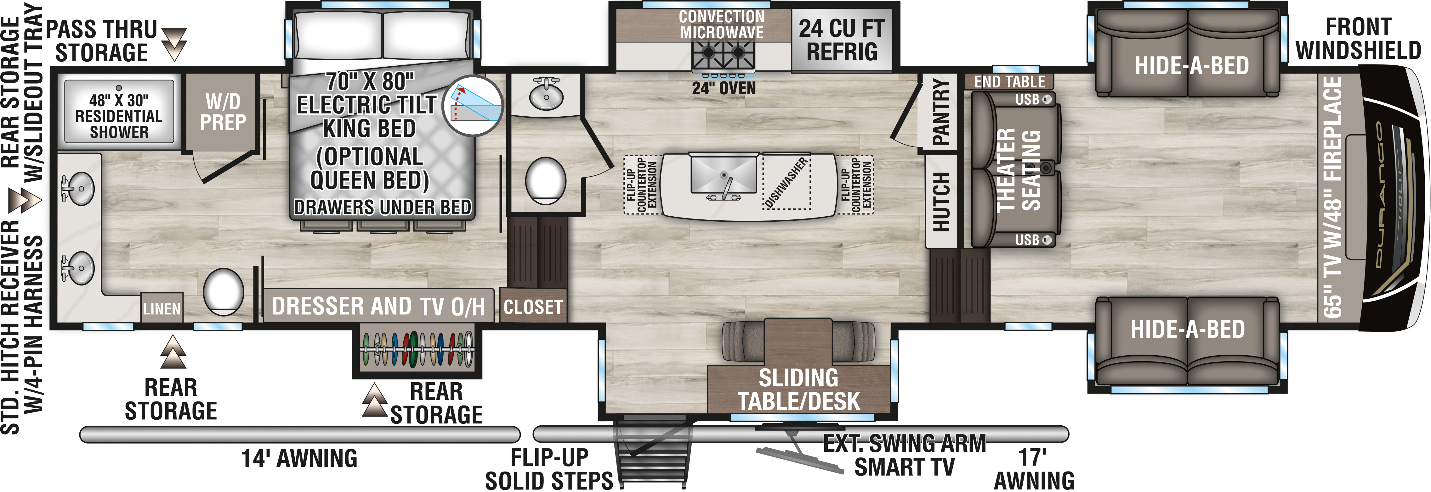 2027 KZ RV Durango Gold G388FLS Fifth Wheel Floorplan