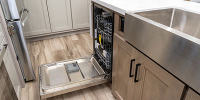 2027 KZ RV Durango Gold G384MSQ Fifth Wheel Dishwasher Open