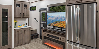 2024 KZ RV Durango Half-Ton D240RKD Fifth Wheel Living Room and Kitchen