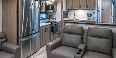 2024 KZ RV Durango Half-Ton D290RLT Fifth Wheel Living Room and Kitchen