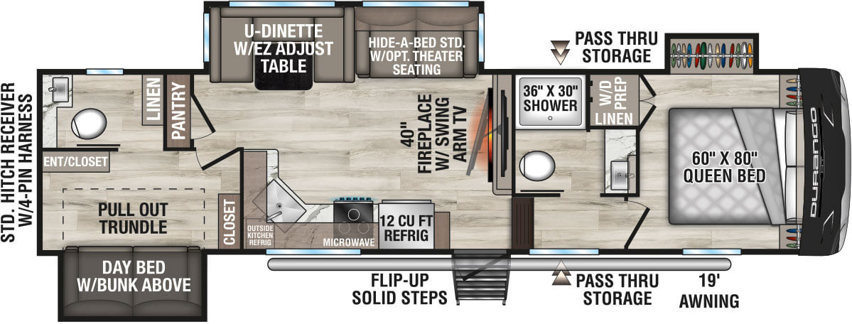 2026 KZ RV Durango HT D296BHT Fifth Wheel Floorplan