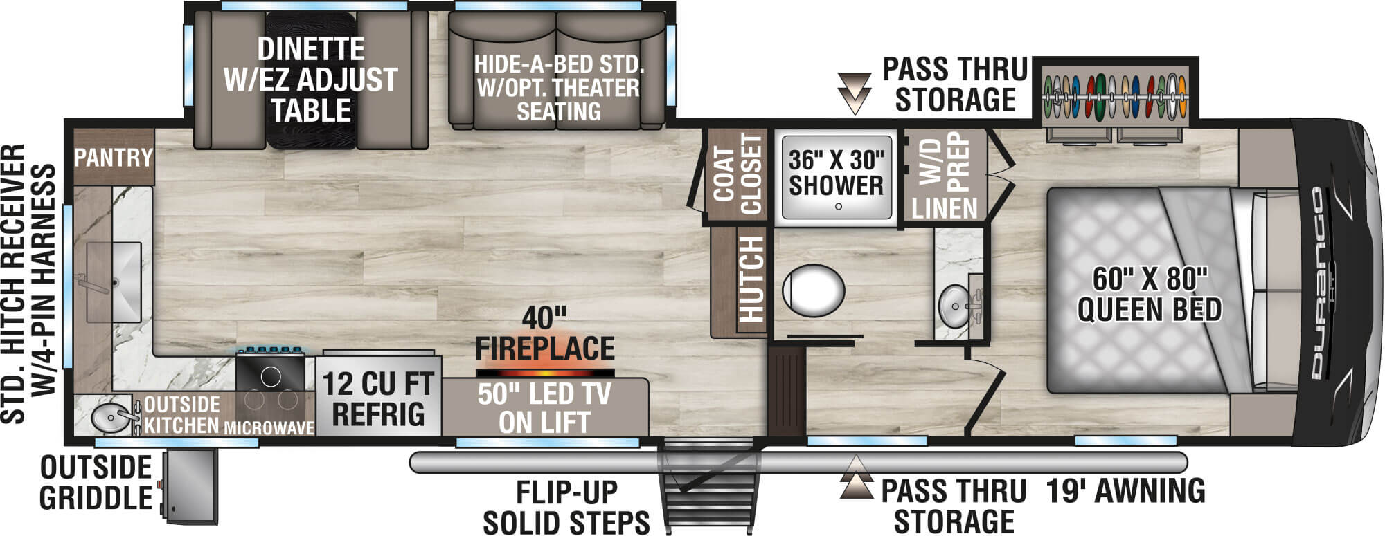 2026 KZ RV Durango HT D240RKD Fifth Wheel Floorplan