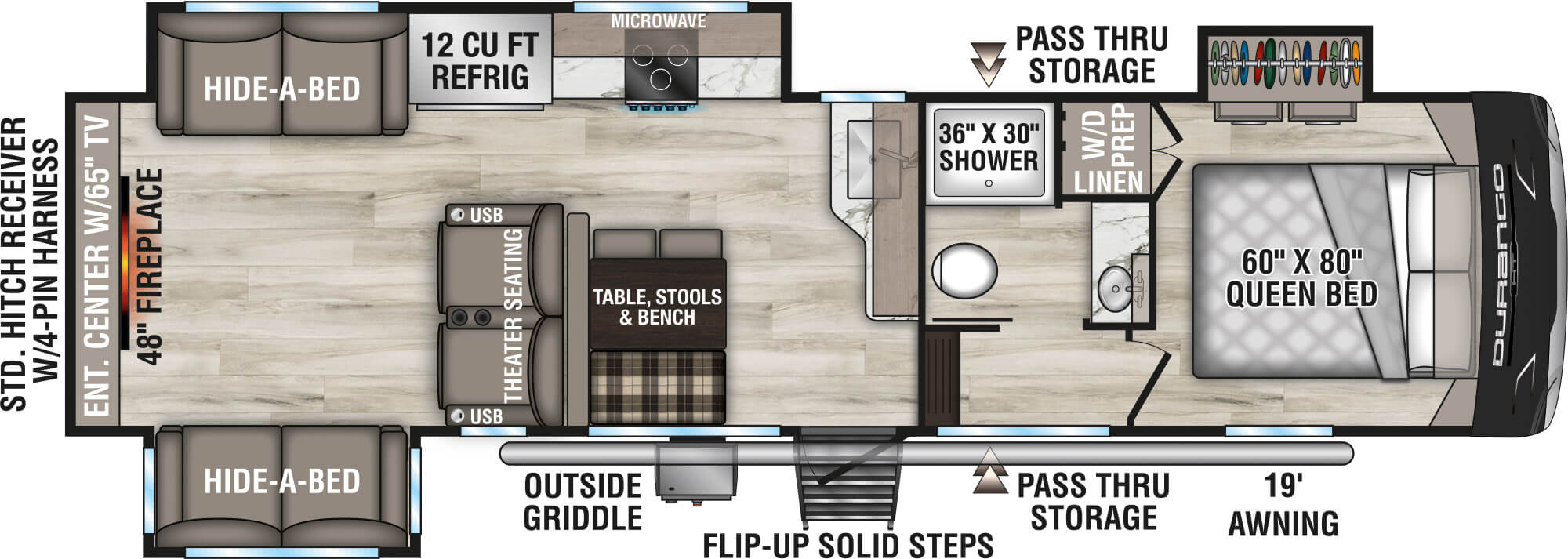 2026 KZ RV Durango HT D290RLT Fifth Wheel Floorplan