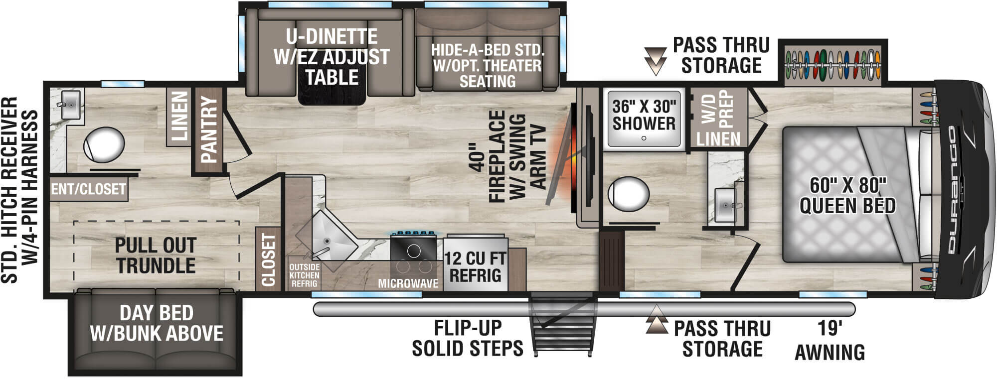 2026 KZ RV Durango HT D296BHT Fifth Wheel Floorplan