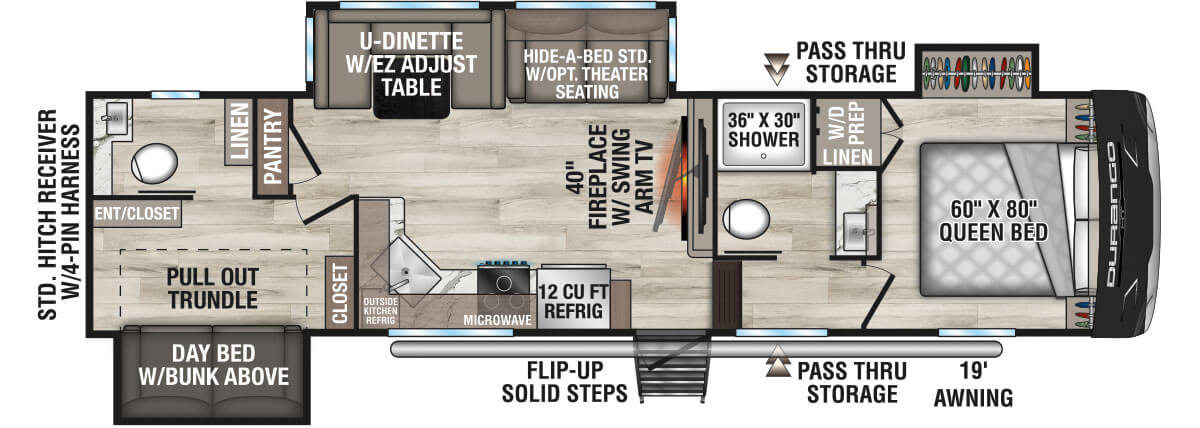 2026 KZ RV Durango HT D296BHT Fifth Wheel Floorplan