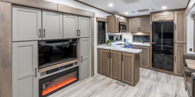 2026 KZ RV Durango HT D256RKT Fifth Wheel Living Room Entertainment Center, Fireplace and TV