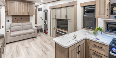 2026 KZ RV Durango HT D256RKT Fifth Wheel Living Room Hide-a-Bed Sofa