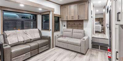 2026 KZ RV Durango HT D256RKT Fifth Wheel Living Room Hide-a-Bed and Theater Seating