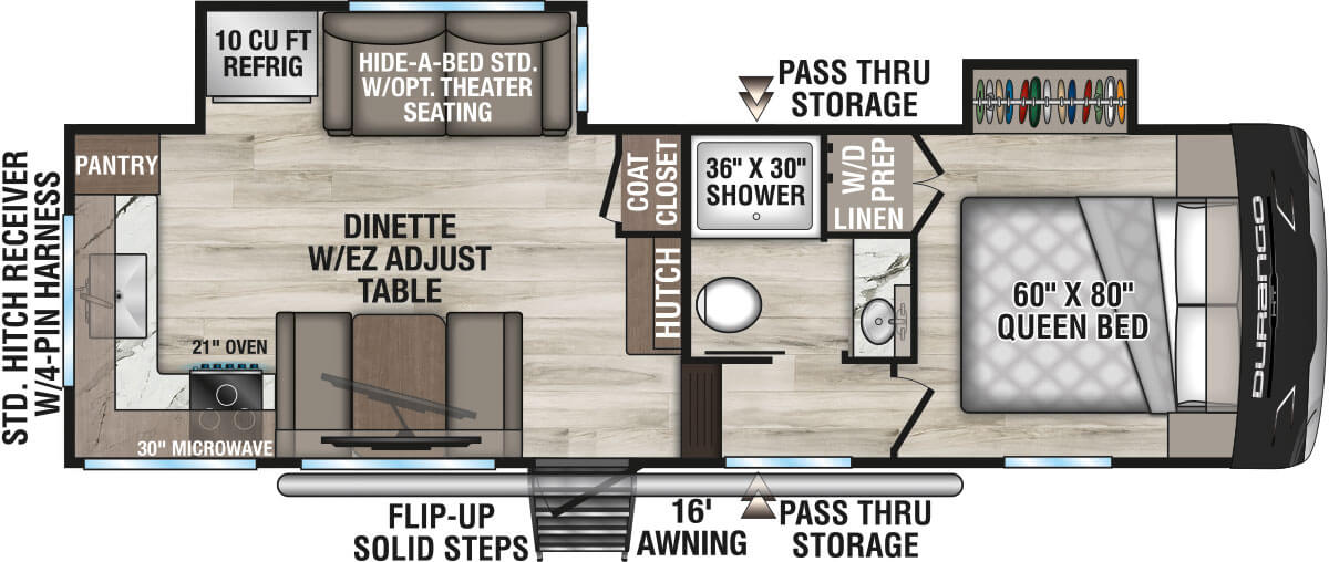 2027 KZ RV Durango HT D232MLD Fifth Wheel Floorplan