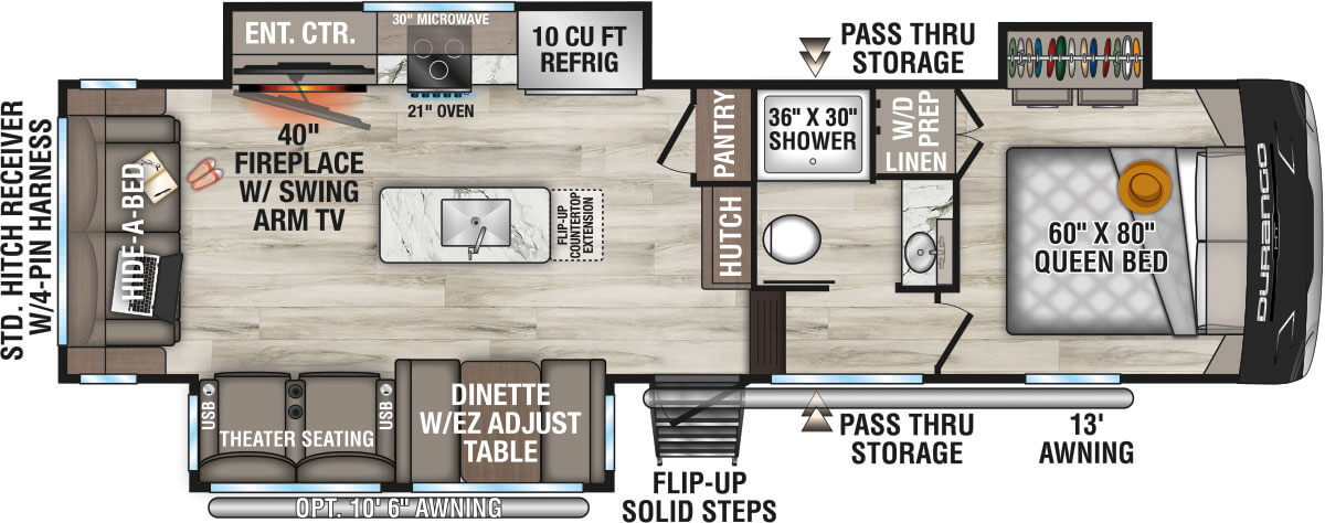 2027 KZ RV Durango HT D283RLT Fifth Wheel Floorplan