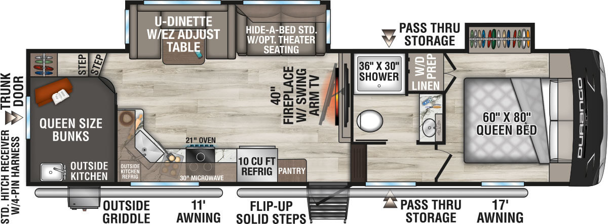 2027 KZ RV Durango HT D286BHD Fifth Wheel Floorplan