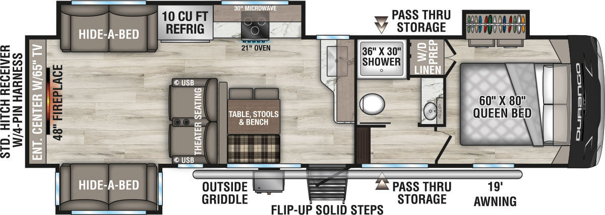 2027 KZ RV Durango HT D290RLT Fifth Wheel Floorplan