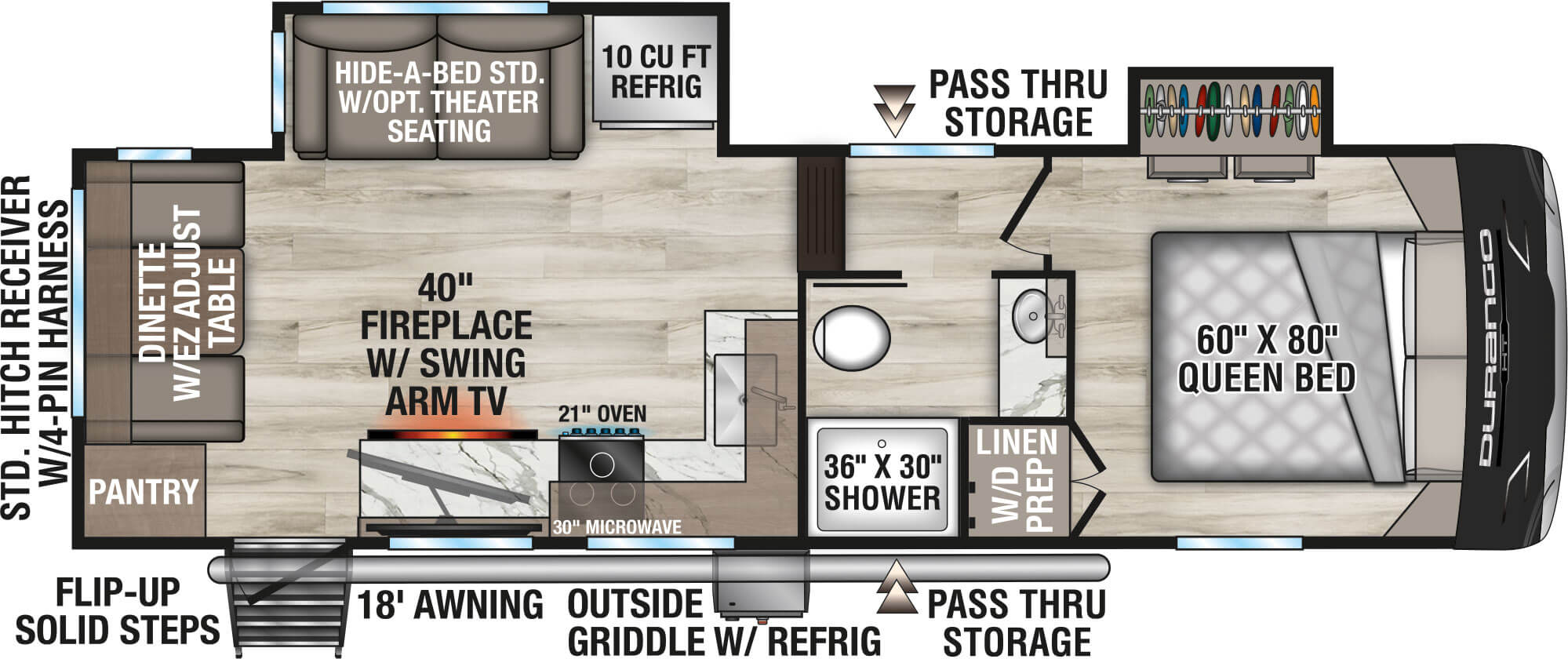2027 KZ RV Durango HT D230RDD Fifth Wheel Floorplan