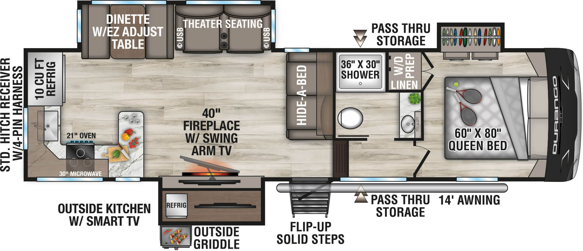 2027 KZ RV Durango HT D256RKT Fifth Wheel Floorplan