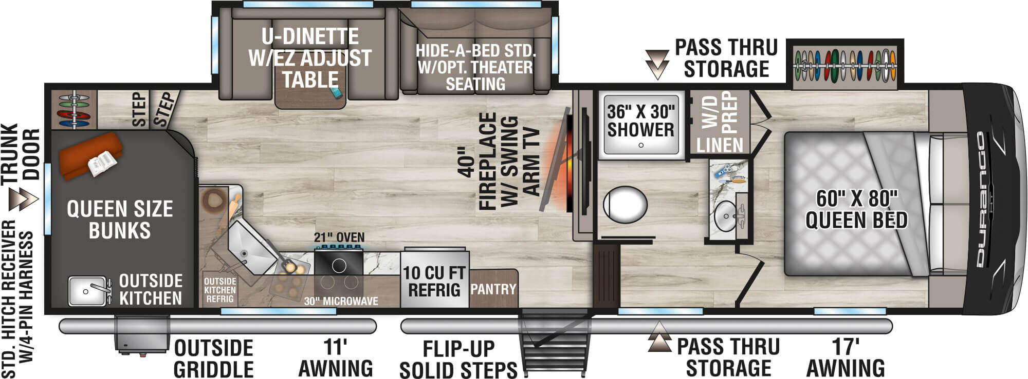 2027 KZ RV Durango HT D286BHD Fifth Wheel Floorplan