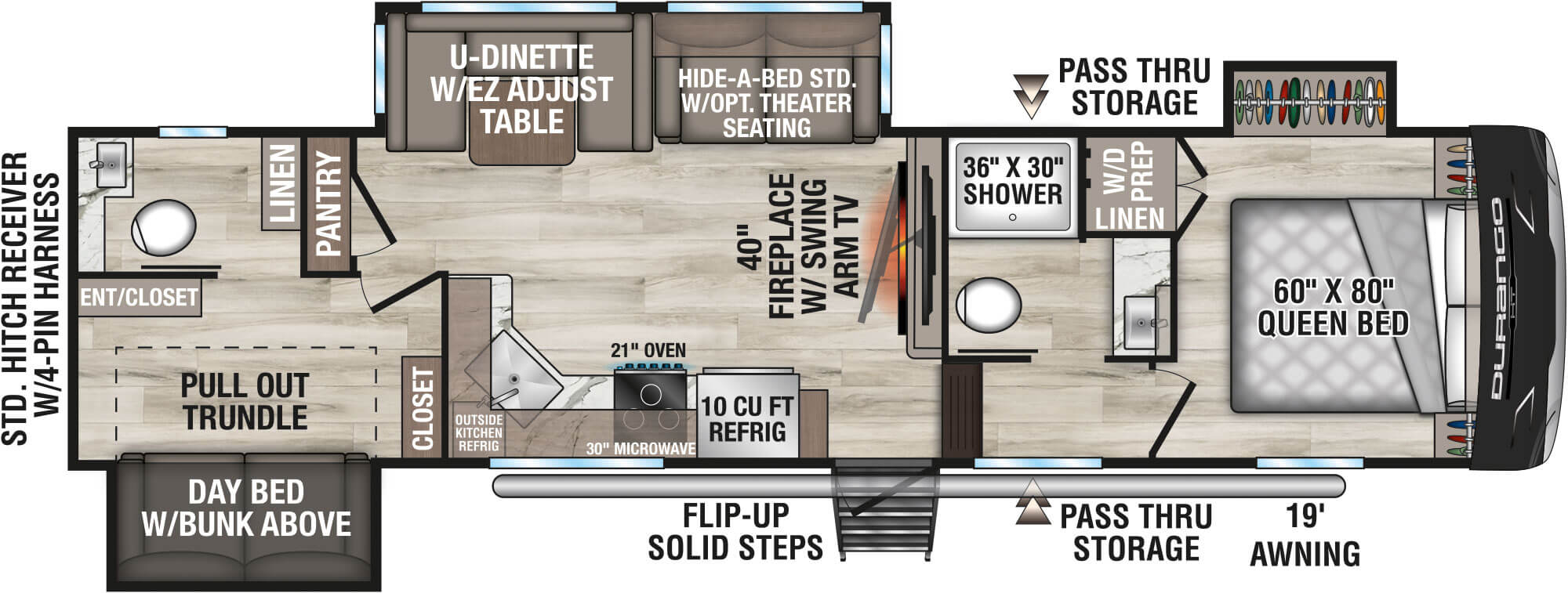 2027 KZ RV Durango HT D296BHT Fifth Wheel Floorplan