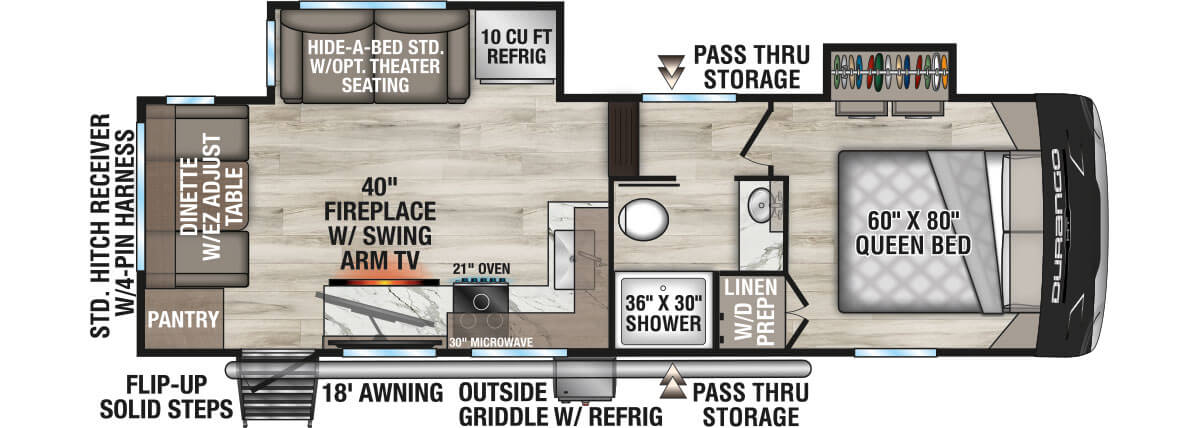 2027 KZ RV Durango HT D230RDD Fifth Wheel Floorplan