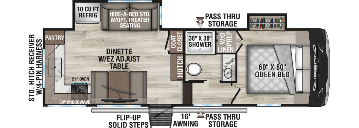 2027 KZ RV Durango HT D232MLD Fifth Wheel Floorplan