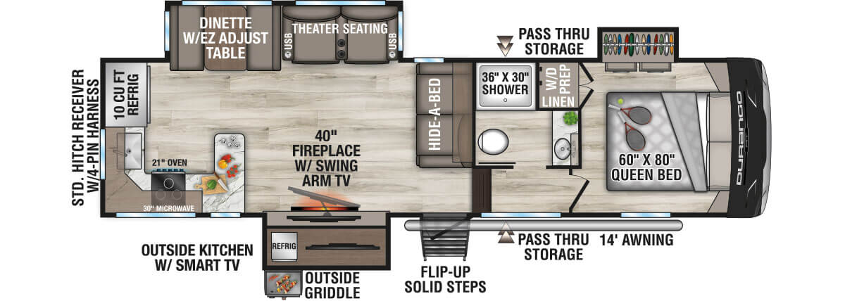 2027 KZ RV Durango HT D256RKT Fifth Wheel Floorplan