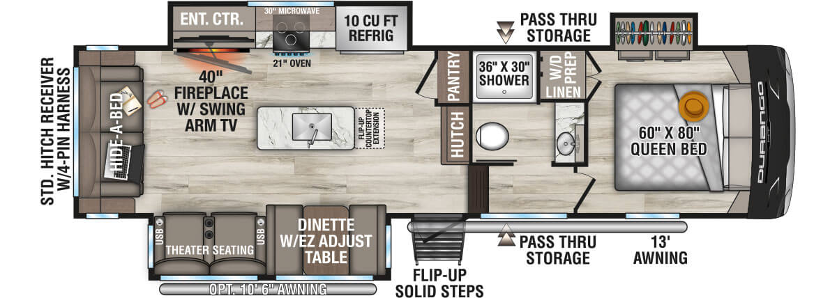 2027 KZ RV Durango HT D283RLT Fifth Wheel Floorplan