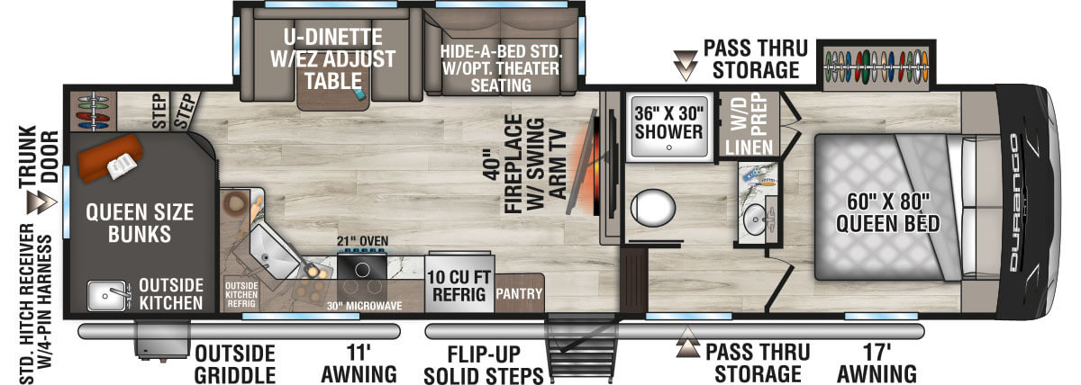 2027 KZ RV Durango HT D286BHD Fifth Wheel Floorplan