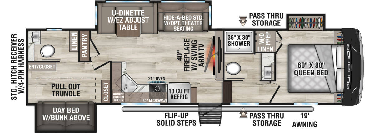 2027 KZ RV Durango HT D296BHT Fifth Wheel Floorplan