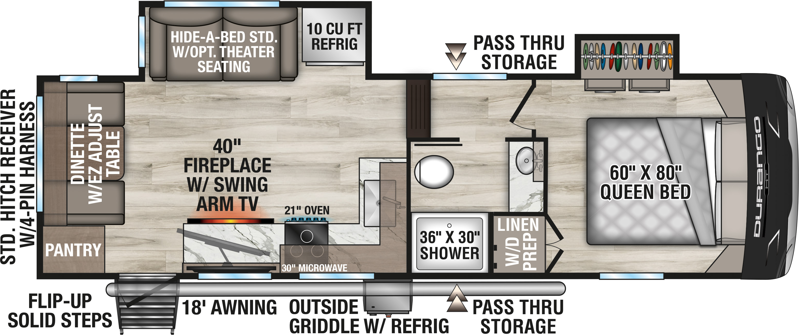 2027 KZ RV Durango HT D230RDD Fifth Wheel Floorplan