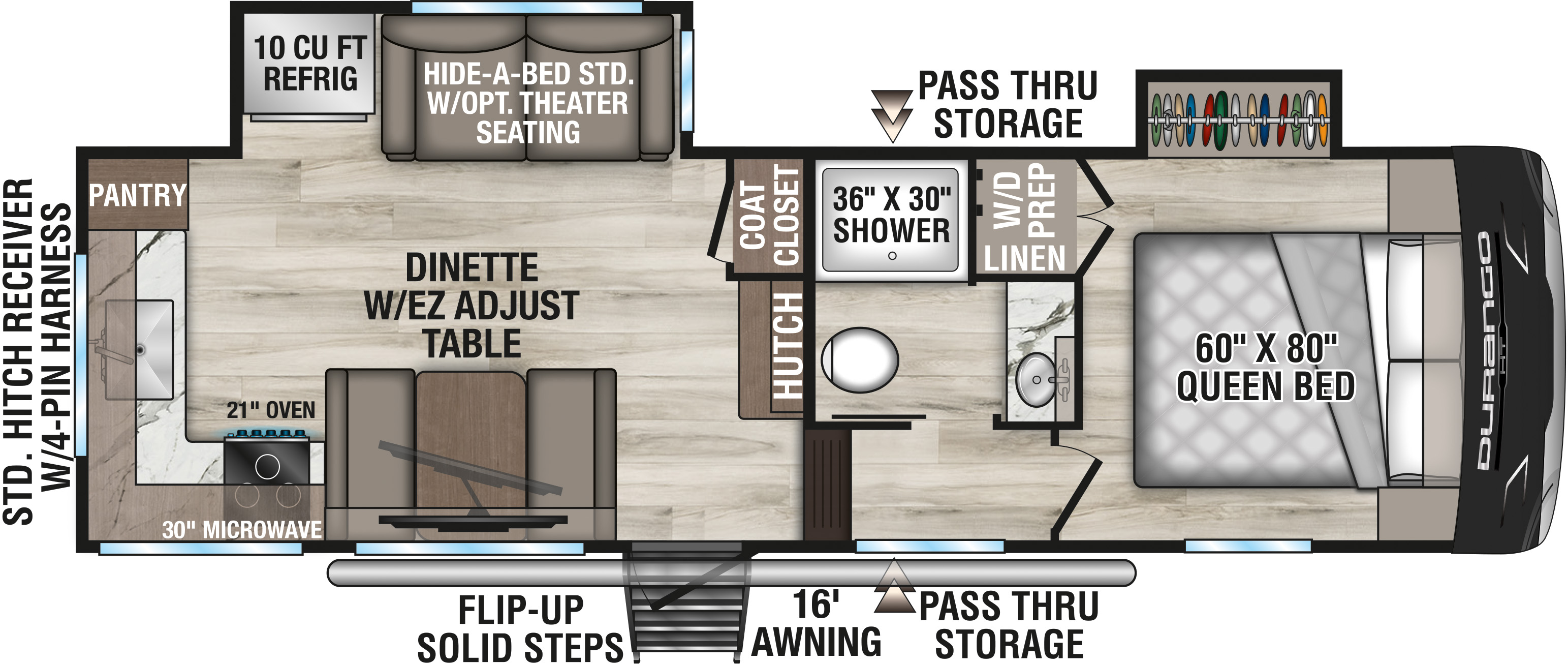 2027 KZ RV Durango HT D232MLD Fifth Wheel Floorplan