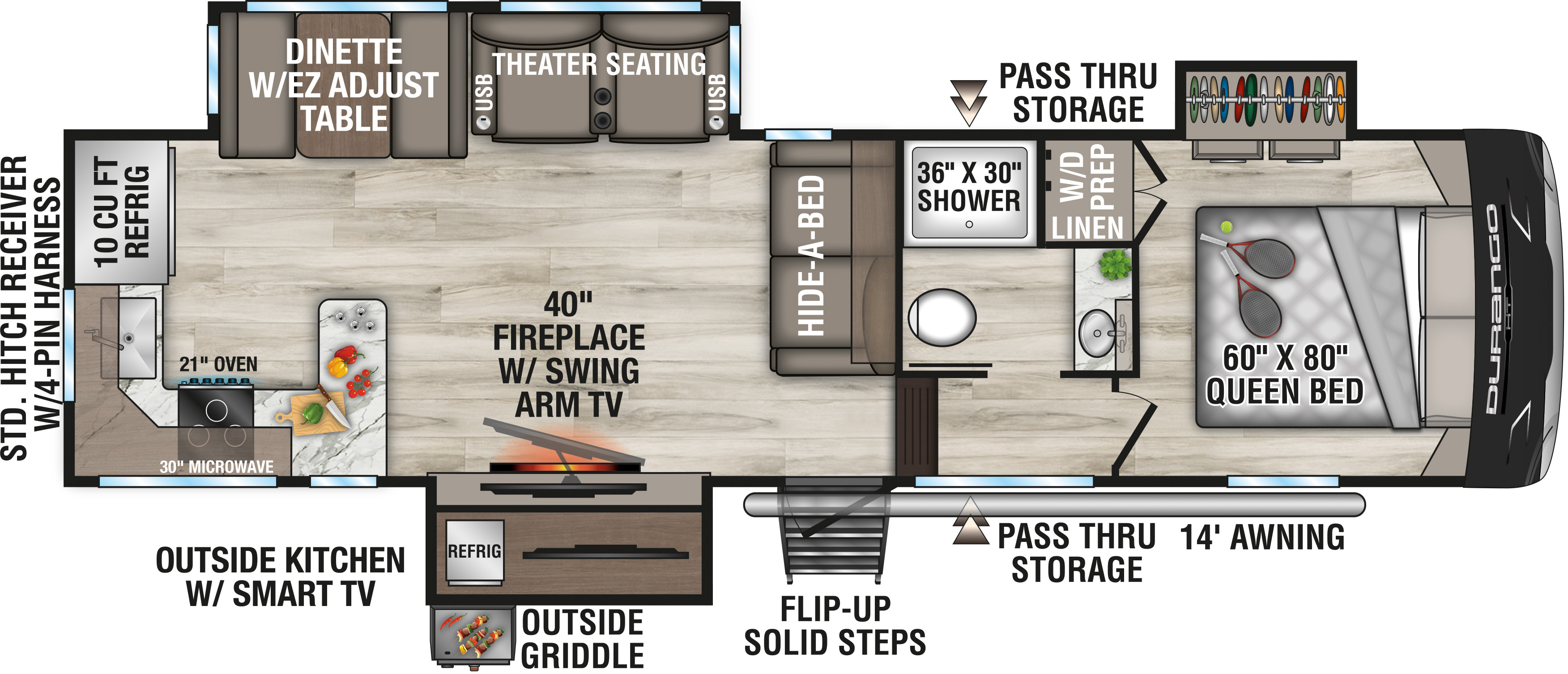 2027 KZ RV Durango HT D256RKT Fifth Wheel Floorplan