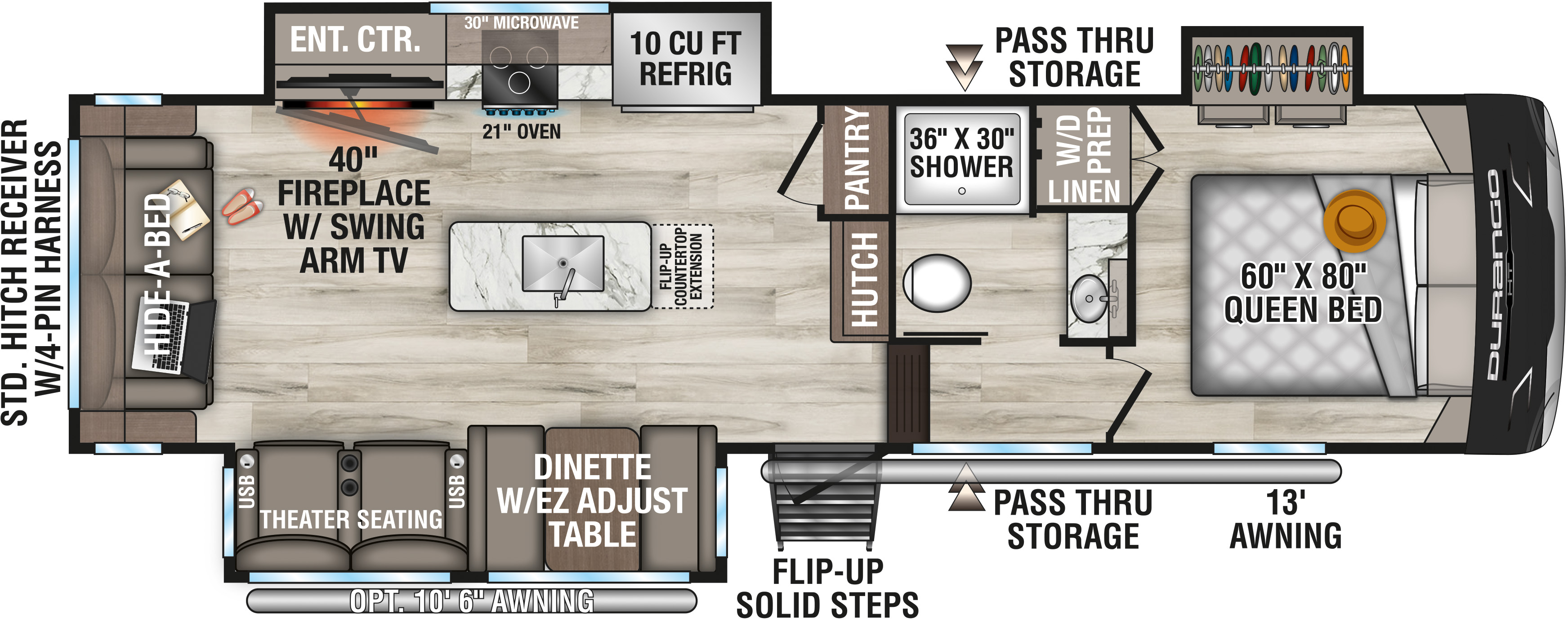 2027 KZ RV Durango HT D283RLT Fifth Wheel Floorplan