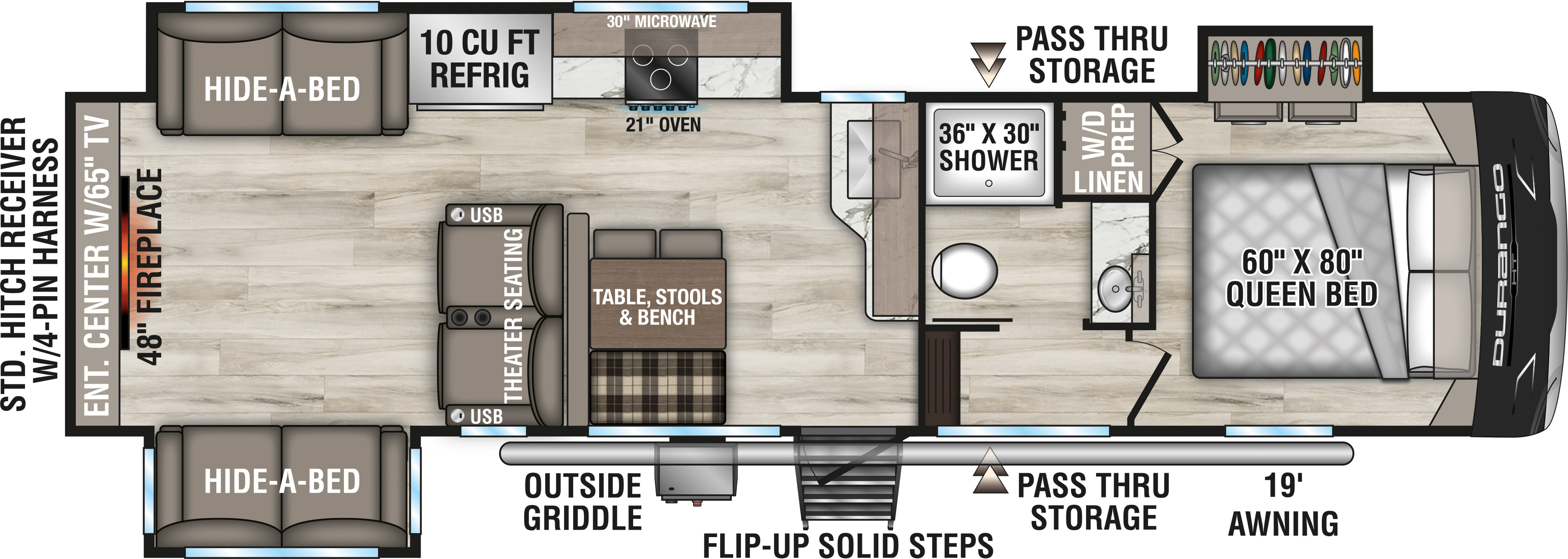 2027 KZ RV Durango HT D290RLT Fifth Wheel Floorplan