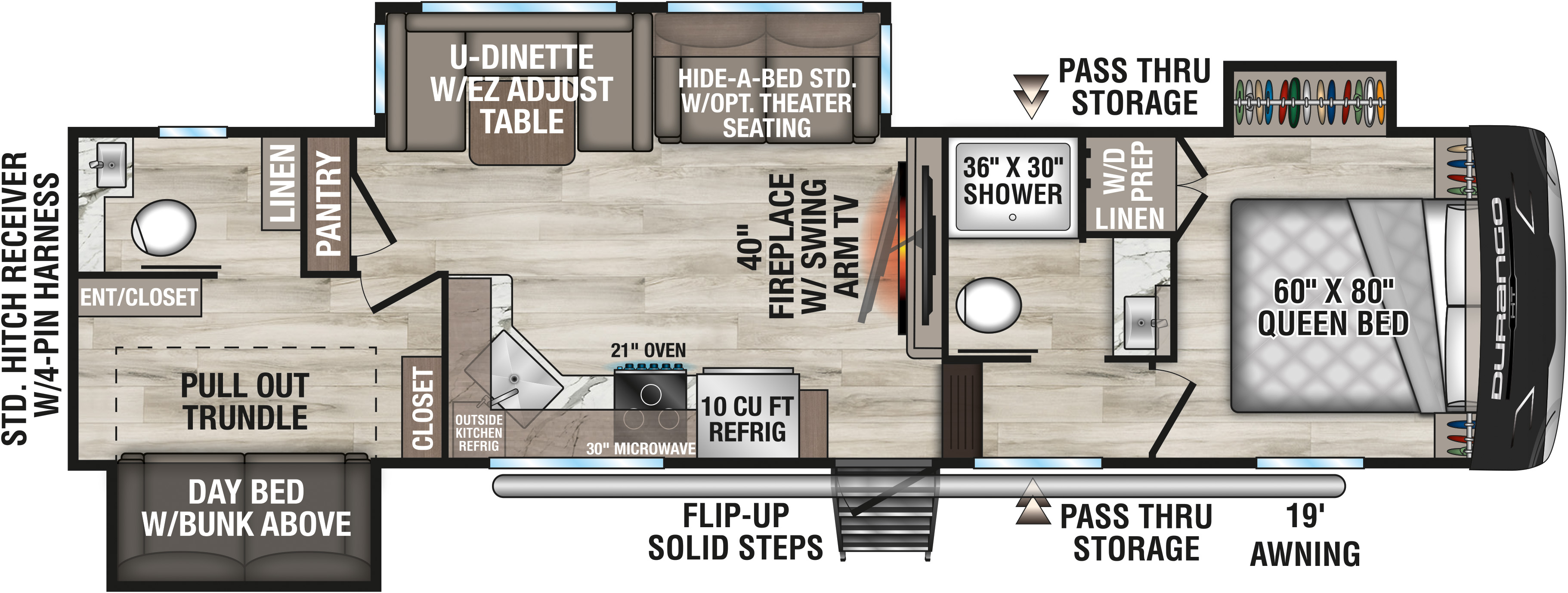 2027 KZ RV Durango HT D296BHT Fifth Wheel Floorplan