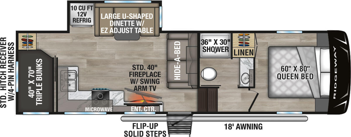 2026 KZ RV Ridgeway R28BH Fifth Wheel Floorplan