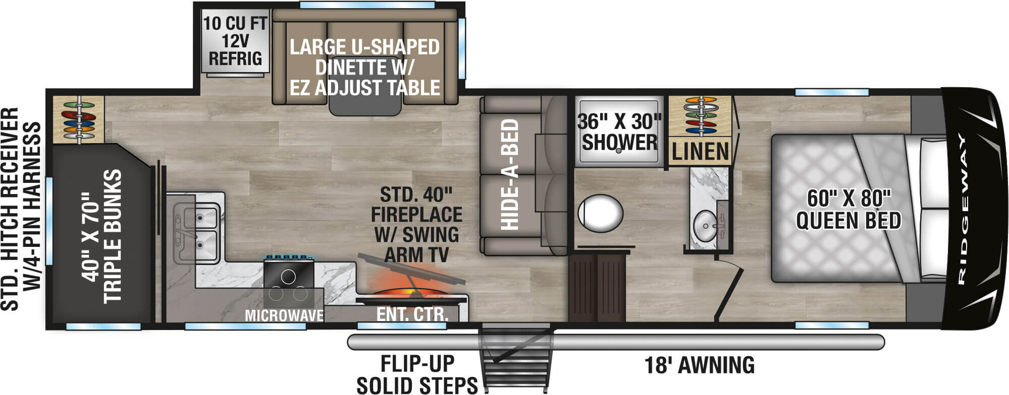 2026 KZ RV Ridgeway R28BH Fifth Wheel Floorplan