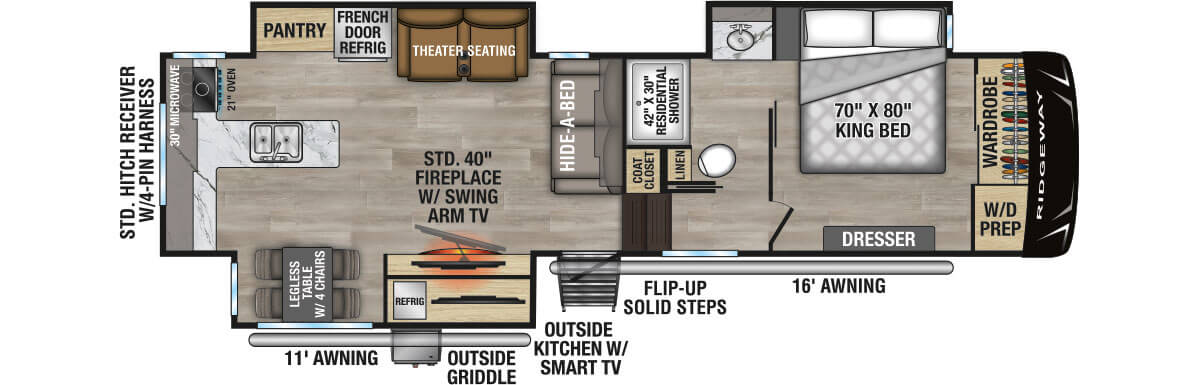 2026 KZ RV Ridgeway 32ML Fifth Wheel Floorplan