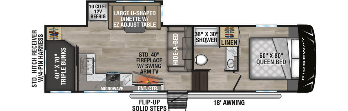 2026 KZ RV Ridgeway R28BH Fifth Wheel Floorplan