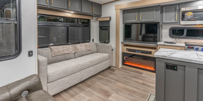 2026 KZ RV Ridgeway 36MB Fifth Wheel Living Room and Entertainment Center