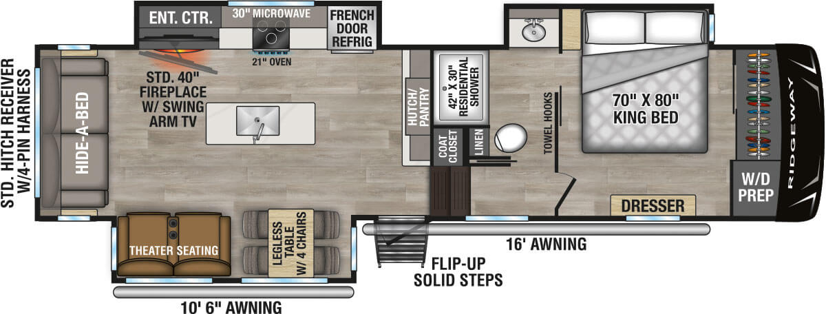 2027 KZ RV Ridgeway 31RL Fifth Wheel Floorplan