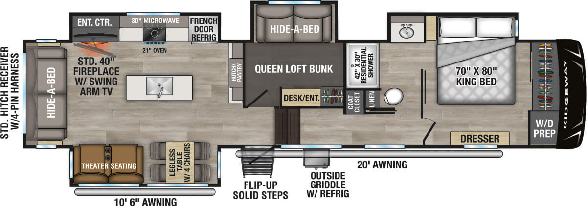 2027 KZ RV Ridgeway 36MBL Fifth Wheel Floorplan