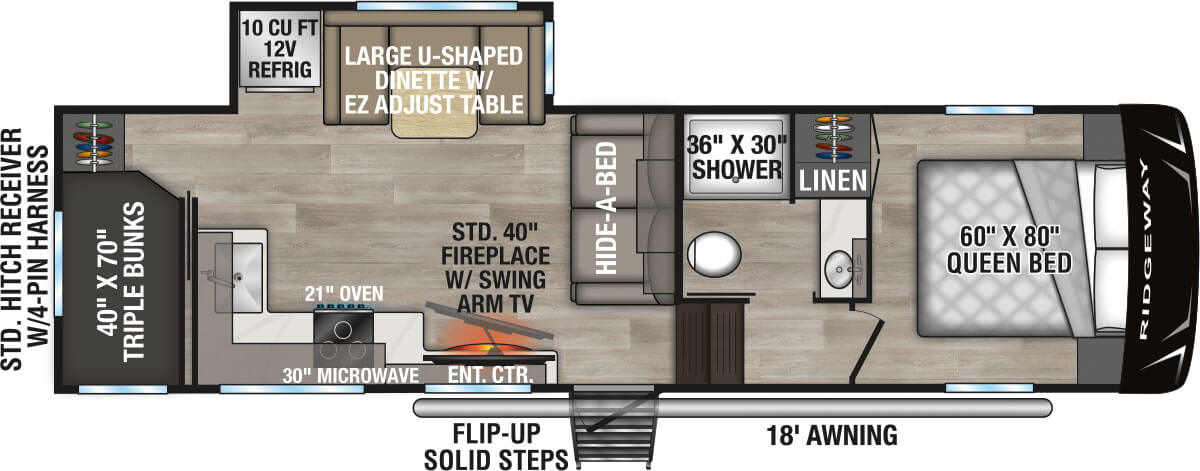 2027 KZ RV Ridgeway R28BH Fifth Wheel Floorplan