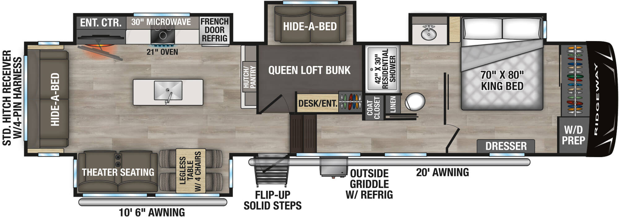 2027 KZ RV Ridgeway 36MBL floorplan diagram