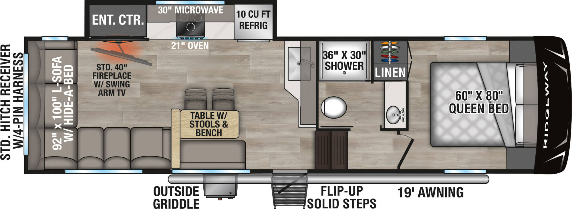 2027 KZ RV Ridgeway R27RS Fifth Wheel Floorplan