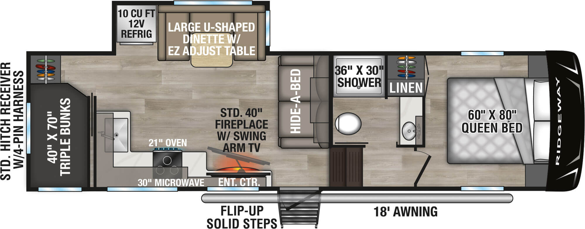 2027 KZ RV Ridgeway R28BH Fifth Wheel Floorplan