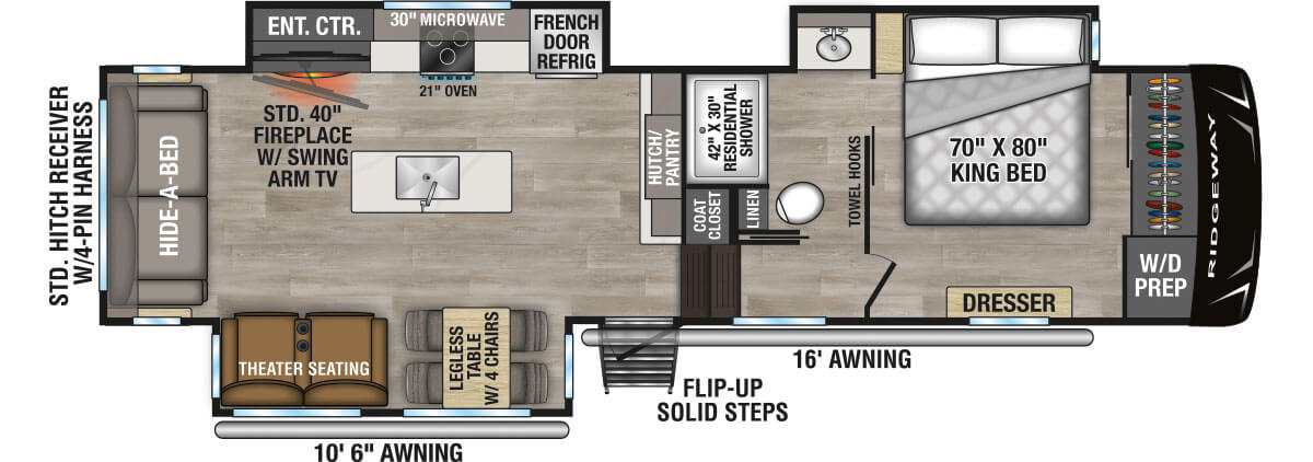 2027 KZ RV Ridgeway 31RL Fifth Wheel Floorplan