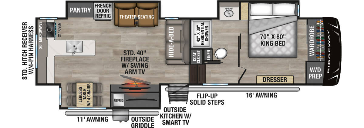 2027 KZ RV Ridgeway 32ML Fifth Wheel Floorplan